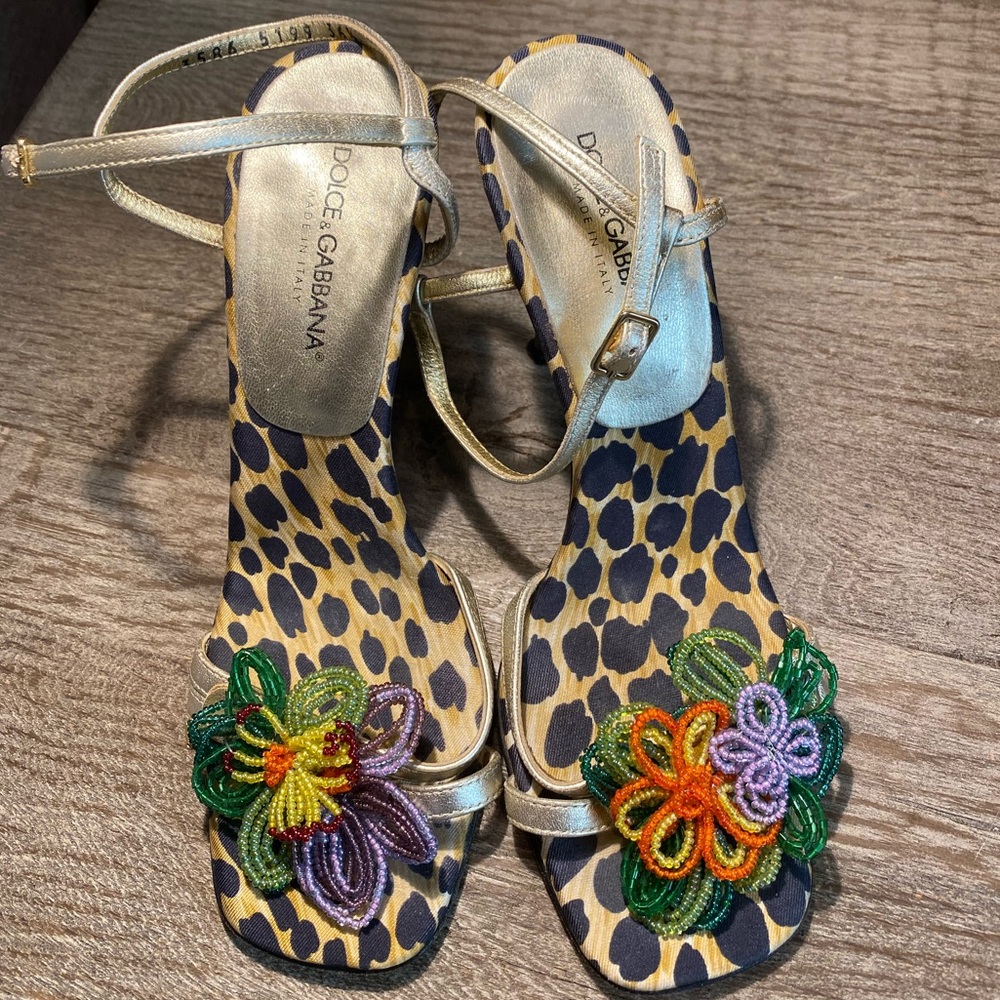 Dolce & Gabbana metallic strappy heels size 5.5